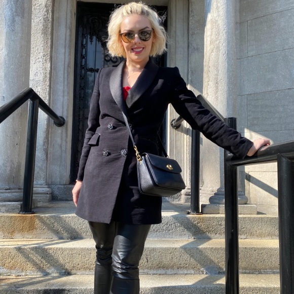 Zara velvet formal double breasted black jacket - Picture 2 of 5